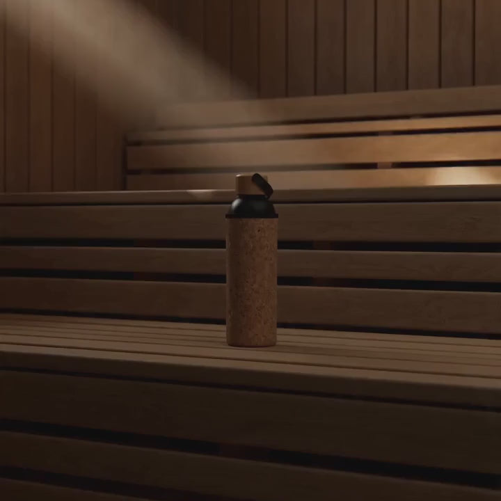 Korkki saunafles in de sauna